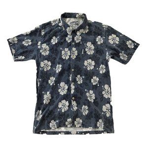 Local Motion Adult L Blue Button Down Collared Short Sleeved Casual Surf Large